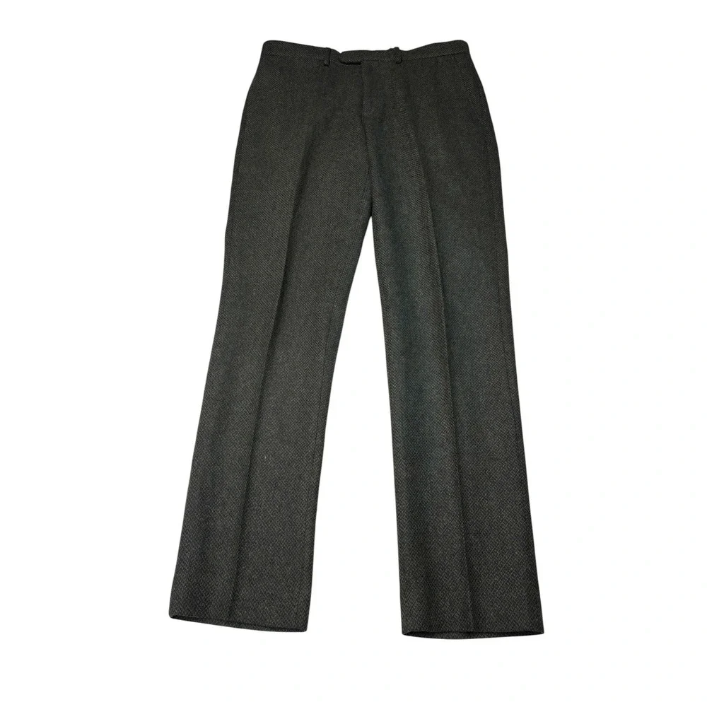 J.Crew Bowery Slim Fit Herringbone Wool Blend TWEED Pants Dark Green Mens 31x32